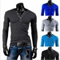 Camiseta cuello en V Anillo diente hebilla decorada lijado